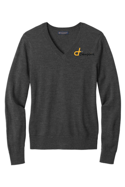 Dewpoint Embroidered Brooks Brothers Women's Washable Merino V-Neck Sweater