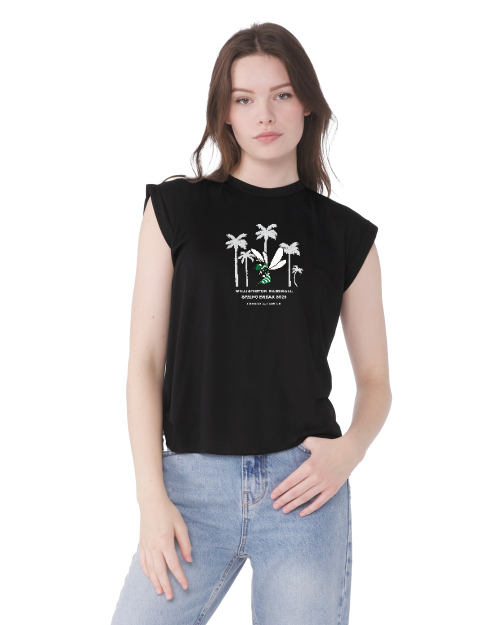 Women's Flowy Muscle Tee with Rolled Cuff