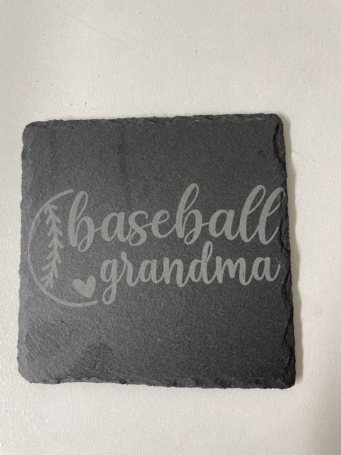 Slate Coaster Baseball Grandma 4x4